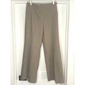 VTG Talbots Womens 6 Wide Leg Tan Button Waist Stretch Dress Pants Old Money